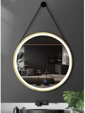 Ogledalo alu-ram fi70, gold, sa kaišem- CL12